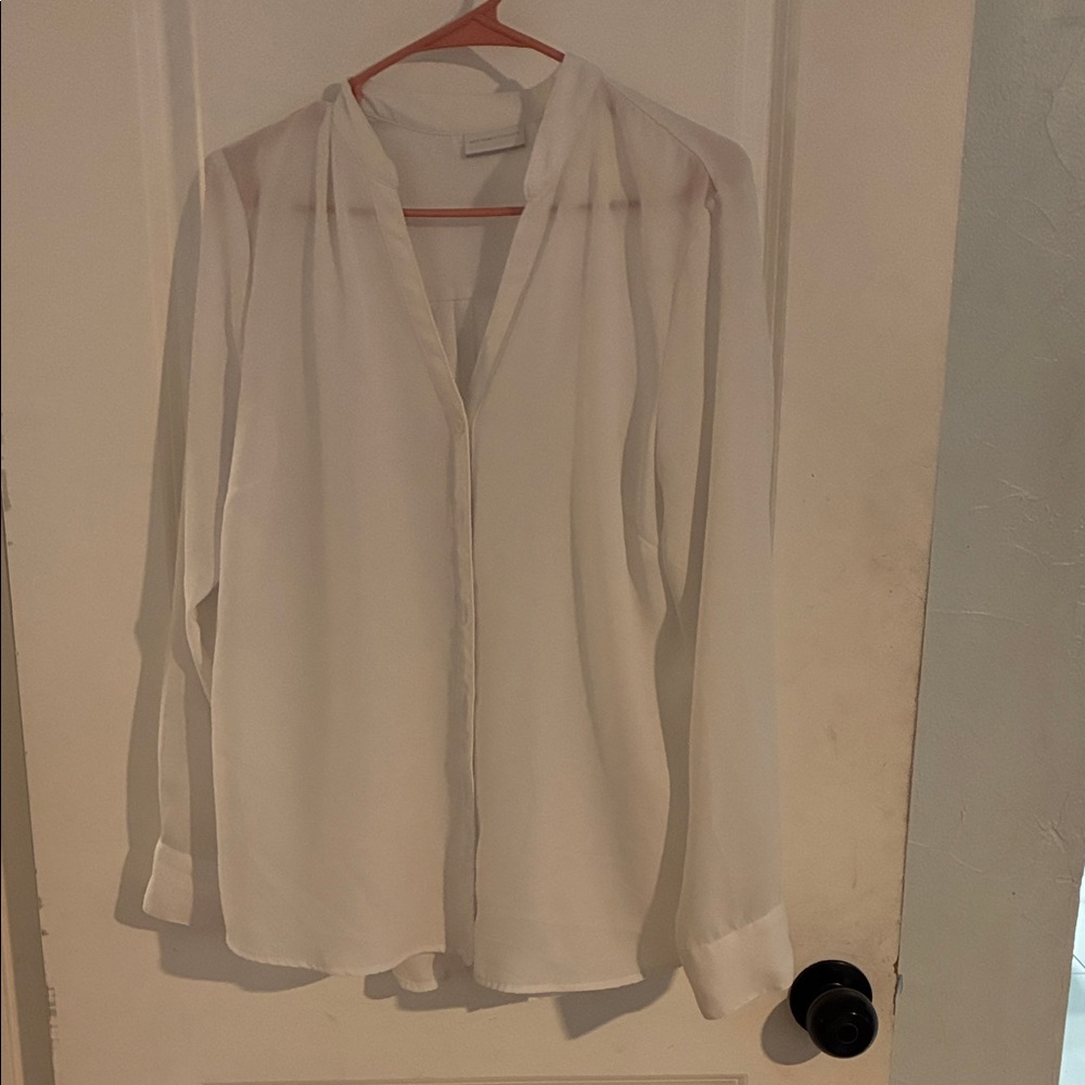 New York & Company White Button Down Shirt